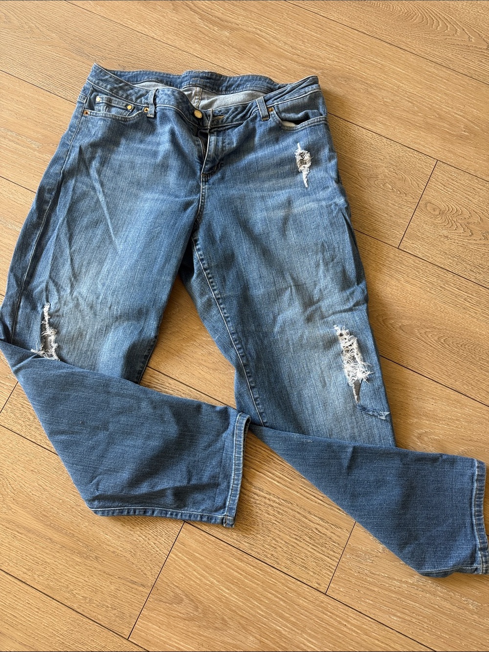 Michael Kors Bootcut Distressed Blue Jeans